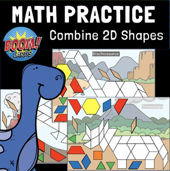 Preview of Pattern Blocks Combine SHAPES Set 5 Dinosaurs | BOOM CARDS