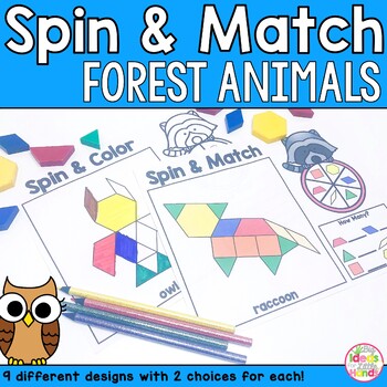 Preview of Pattern Blocks Mat Forest Animals Math Center
