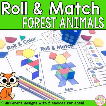 Preview of Pattern Blocks Mat Forest Animals Math Games