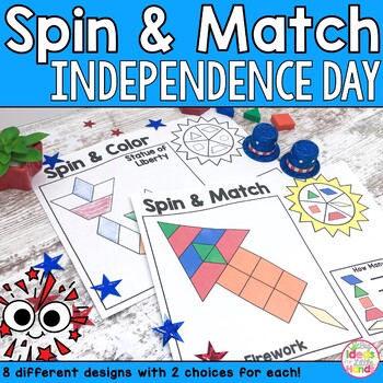 Preview of Pattern Blocks Mat Independence Day Math Center