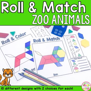 Preview of Pattern Blocks Mat Zoo Animals Math Games