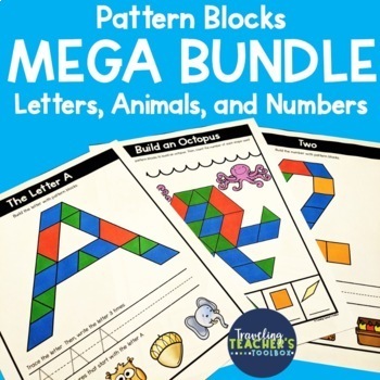 Activities with Pattern Blocks Mega Bundle | Letters | Animals | Numbers 1- 10