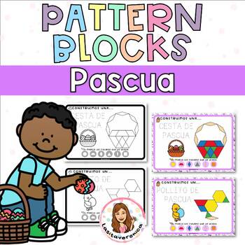 Preview of Pattern Blocks Pascua / Easter Pattern Blocks. Math Centers. Spanish.