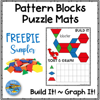 Preview of Pattern Blocks Puzzles Work Mats ~ ANIMALS ~ Graphing ~ Freebie