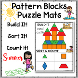 Pattern Blocks Puzzles Work Mats~Summer y Pictures-Task Cards 