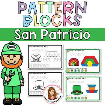 Preview of Pattern Blocks San Patricio/ St. Patrick's Day Math Centers. March. Spanish