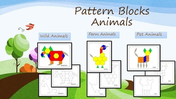 Preview of Pattern Blocks - Wild, Pets, Farm Animals
