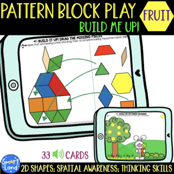 Preview of Pattern Blocks digital 2D shapes activities | Fruit "Build Me Up"