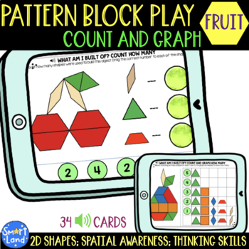 Preview of Pattern Blocks digital 2D shapes activities | Fruit Count and Graph