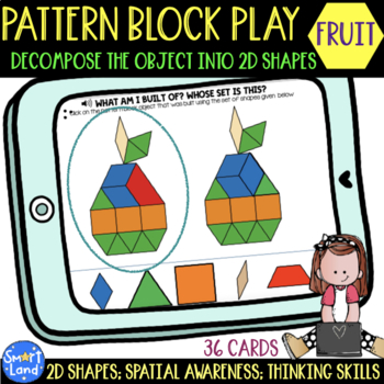 Preview of Pattern Blocks digital 2D shapes activities | Fruit "What am I built of"