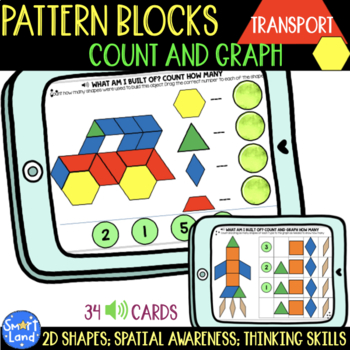 Preview of Pattern Blocks digital 2D shapes activities | Transport Count and Graph