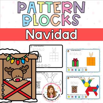 Preview of Pattern Blocks Christmas Navidad. Math Centers. Spanish. December