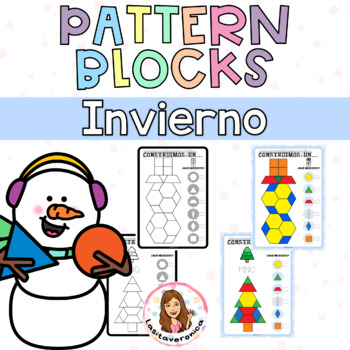 Preview of Pattern Blocks invierno / Winter. Math Centers. December. Spanish