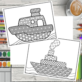 Preview of Pattern Boat Coloring Pages, School Activity