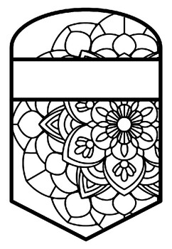 Preview of Pattern Coloring Pennant, Name Banner, Mandala Style, Set 26, Classroom Decor