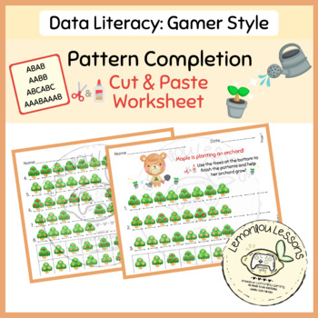 Preview of Patterns Maple's Orchard Gamer Theme Printable Cut&Paste Worksheet