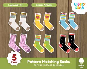 Preview of Pattern Matching Socks | Montessori Activity, Memory Games, Homeschool Activity