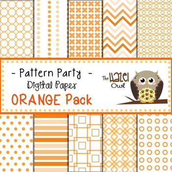 Pattern Party Digital Papers in Orange: Graphics for Teachers by The ...