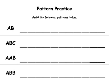 Pattern Practice - Build, Extend, Identify Core, Label by Kindergarten ...