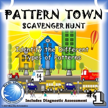 Preview of Pattern Town Scavenger Hunt - Identify Growing, Shrinking, Repeating Patterns