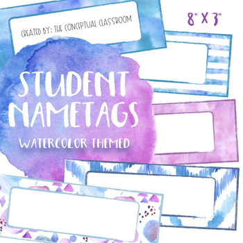 Editable Pattern Watercolor Name s Desk Nametags For Back To School