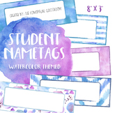 EDITABLE Pattern Watercolor Name Tags - Desk Nametags for 