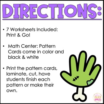 pattern worksheets for kindergarten halloween tpt