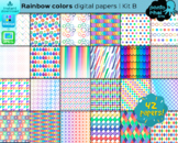 Rainbow colors pattern digital papers set two