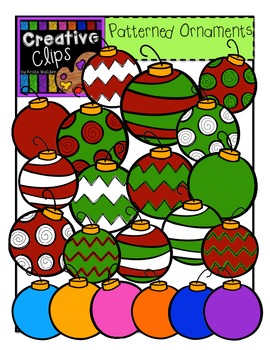 Preview of Patterned Christmas Clipart Ornaments {Creative Clips Clipart}