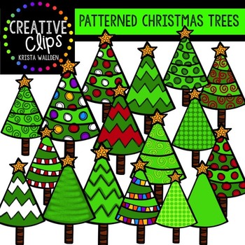 Preview of Patterned Christmas Trees - Christmas Clipart {Creative Clips Digital Clipart}