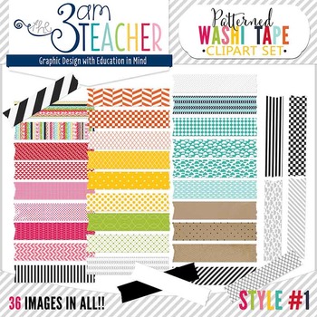 Preview of Patterned Digital Washi Tape Clipart Images - Style #1