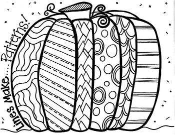 Preview of Patterned Pumpkin Coloring Sheet