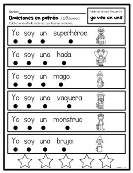 Sight Word Sentences in Spanish- Oraciones en patrón- Halloween | TpT