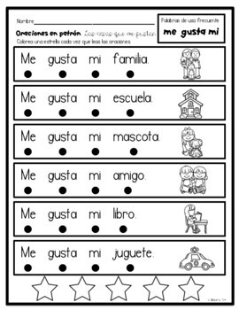 Patterned Sentences and Word Work in Spanish- Las cosas que me gustan
