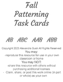 Patterning Task Cards - Fall