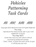 Patterning Task Cards - Vehicles