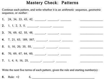 Patterns, 5th grade - worksheets - Individualized Math by Destiny Woods