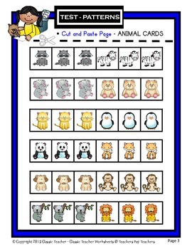 Patterns-Create Animal Patterns AB/ABB/ABC-Kindergarten to Grade 1 (1st