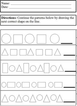 Preview of Patterns: Continue Basic Shape Patterns; Differentiated for Special Ed