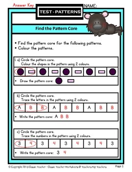 Patterns-Find the Pattern Core in the Given Patterns -Grades 1-2 (1st