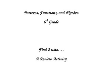 Preview of Patterns, Functions, Algebra SOL 6th Grade Review