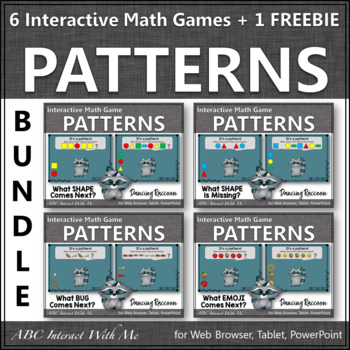 Preview of Math Patterns Interactive Math Games BUNDLE {Dancing Raccoon}