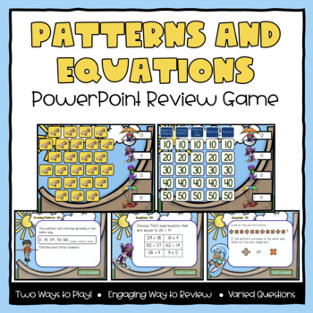 Preview of Patterns and Equations Jeopardy Math Review Game