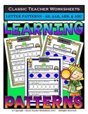 Patterns -Create Letter Patterns AB/AAB/ABB/ABC-Kindergarten to Gr. 1 (1st Gr.)