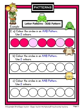 patterns create letter patterns ab aab abb abc kindergarten to gr 1 1st gr