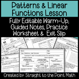 Patterns & Linear Functions | Warm Up | Notes | Practice |