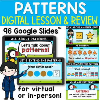 Preview of AB Patterns Kindergarten to 1st Grade Math Lesson Slides