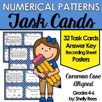 Preview of Numerical Patterns Task Cards and Poster Set - Number Patterns