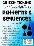 Patterns & Sequences Exit Tickets - Set of 15 - for 4th Grade