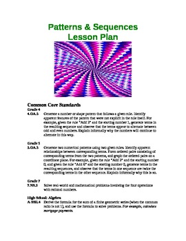 Preview of Patterns & Sequences Lesson Plan